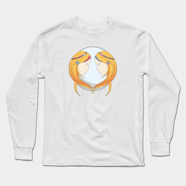 Gemini Zodiac Sign Long Sleeve T-Shirt by Marija154